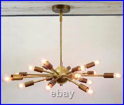 18 Light Mid Century Brass Sputnik atomic chandelier starburst light Fixture