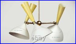 1950 MID Century Brass Sputnik Chandelier Vintage Stilnovo Italian