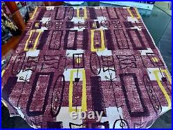 1950's Atomic Tiki Hawaiian Mid Century Beatnik Barkcloth Vintage Fabric PILLOW