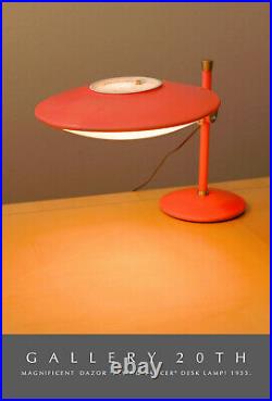 1950s MID Century Dazor Saucer Lamp! Rare! Iconic Coral Color! Fab Atomic Decor