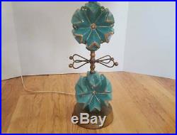 1955 Atomic Midcentury Lamp Aqua with Tiered Shade by C. Miller