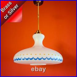 1960s UFO Atomic Age Opaline Glass Pendant Ceiling Light Space Age Lighting 1960s UFO Atomic Age Opaline Glass Pendant Ceiling Light Space Age Lighting
