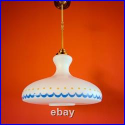 1960s UFO Atomic Age Opaline Glass Pendant Ceiling Light Space Age Lighting 1960s UFO Atomic Age Opaline Glass Pendant Ceiling Light Space Age Lighting