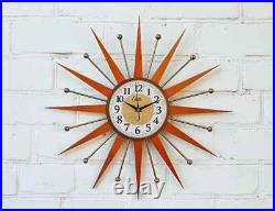22 Wall Clock Starburst George Nelson Style 1970s Gold Clock Vintage Modern 22 Wall Clock Starburst George Nelson Style 1970s Gold Clock Vintage Modern