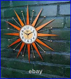 22 Wall Clock Starburst George Nelson Style 1970s Gold Clock Vintage Modern 22 Wall Clock Starburst George Nelson Style 1970s Gold Clock Vintage Modern