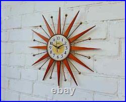22 Wall Clock Starburst George Nelson Style 1970s Gold Clock Vintage Modern 22 Wall Clock Starburst George Nelson Style 1970s Gold Clock Vintage Modern