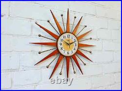 22 Wall Clock Starburst George Nelson Style 1970s Gold Clock Vintage Modern 22 Wall Clock Starburst George Nelson Style 1970s Gold Clock Vintage Modern