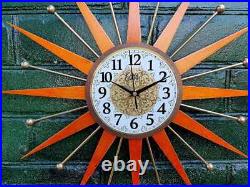 22 Wall Clock Starburst George Nelson Style 1970s Gold Clock Vintage Modern 22 Wall Clock Starburst George Nelson Style 1970s Gold Clock Vintage Modern
