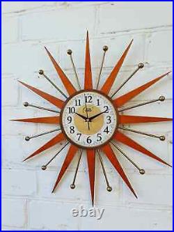 22 Wall Clock Starburst George Nelson Style 1970s Gold Clock Vintage Modern 22 Wall Clock Starburst George Nelson Style 1970s Gold Clock Vintage Modern