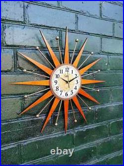 22 Wall Clock Starburst George Nelson Style 1970s Gold Clock Vintage Modern 22 Wall Clock Starburst George Nelson Style 1970s Gold Clock Vintage Modern