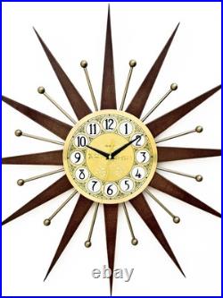 25 Mid-Century Modern Starburst Wall Clock 70's Retro Gold Design Atomic 25 Mid-Century Modern Starburst Wall Clock 70's Retro Gold Design Atomic
