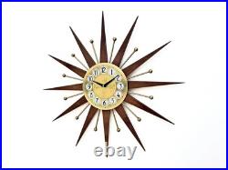 25 Mid-Century Modern Starburst Wall Clock 70's Retro Gold Design Atomic 25 Mid-Century Modern Starburst Wall Clock 70's Retro Gold Design Atomic