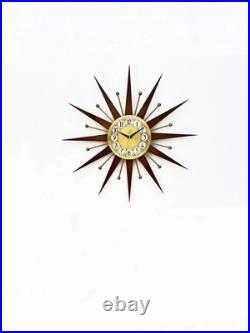 25 Mid-Century Modern Starburst Wall Clock 70's Retro Gold Design Atomic 25 Mid-Century Modern Starburst Wall Clock 70's Retro Gold Design Atomic