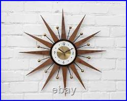 26Starburst Atomic Wall Clock Handmade Sunburst Style George Nelson Modern 26Starburst Atomic Wall Clock Handmade Sunburst Style George Nelson Modern