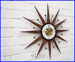 26Starburst Atomic Wall Clock Handmade Sunburst Style George Nelson Modern 26Starburst Atomic Wall Clock Handmade Sunburst Style George Nelson Modern