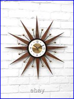 26Starburst Atomic Wall Clock Handmade Sunburst Style George Nelson Modern 26Starburst Atomic Wall Clock Handmade Sunburst Style George Nelson Modern