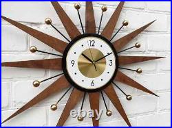 26Starburst Atomic Wall Clock Handmade Sunburst Style George Nelson Modern 26Starburst Atomic Wall Clock Handmade Sunburst Style George Nelson Modern