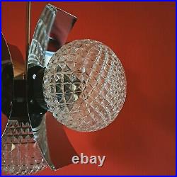 2 Available vintage sputnik atomic mid century glass chrome pendant light Czech