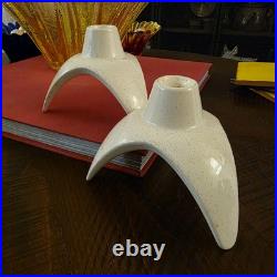 2 Unique Mid Century 1950s Franciscan Ware 3.5 Atomic Starburst Candle Holders