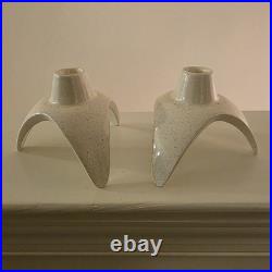 2 Unique Mid Century 1950s Franciscan Ware 3.5 Atomic Starburst Candle Holders