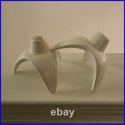 2 Unique Mid Century 1950s Franciscan Ware 3.5 Atomic Starburst Candle Holders