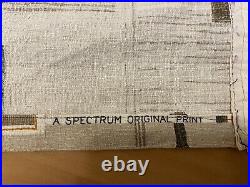(2) Vintage MCM Mid Century Geometric ATOMIC Barkcloth Curtain Panels 44 X 56