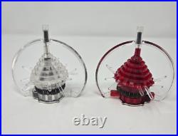 2 Vintage Spinner Christmas Ornaments Sputnik Atomic UFO Star MCM Merry Glow
