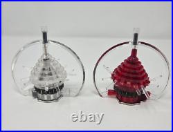 2 Vintage Spinner Christmas Ornaments Sputnik Atomic UFO Star MCM Merry Glow