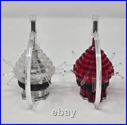 2 Vintage Spinner Christmas Ornaments Sputnik Atomic UFO Star MCM Merry Glow