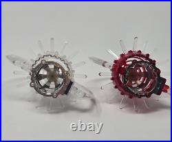 2 Vintage Spinner Christmas Ornaments Sputnik Atomic UFO Star MCM Merry Glow