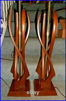 2 large Mid Century Modern Atomic abstract table lamps MCM danish 27