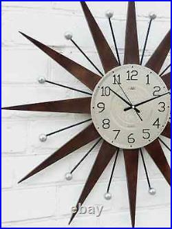 30 Ice Silver George Nelson Star Clock Vintage Modern Unique Mid-Century