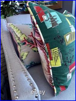 30s Egret meets Fifties Atomic Mid Century Barkcloth Pillow Cover Vintage Fabric
