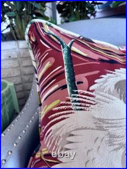 30s Egret meets Fifties Atomic Mid Century Barkcloth Pillow Cover Vintage Fabric