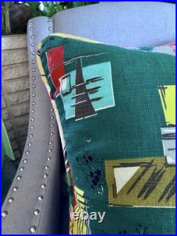 30s Egret meets Fifties Atomic Mid Century Barkcloth Pillow Cover Vintage Fabric