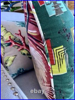 30s Egret meets Fifties Atomic Mid Century Barkcloth Pillow Cover Vintage Fabric