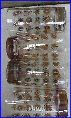 4 Mid Century Modern Sinclair Glass THORPE GLAMA GLASS TUMBLERS Atomic Starburst