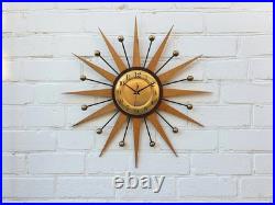 4 Mid Century Modern Starburst Wall Clock Retro Atomic George Nelson Style