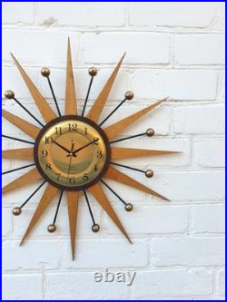 4 Mid Century Modern Starburst Wall Clock Retro Atomic George Nelson Style