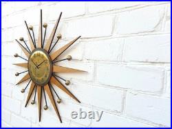 4 Mid Century Modern Starburst Wall Clock Retro Atomic George Nelson Style