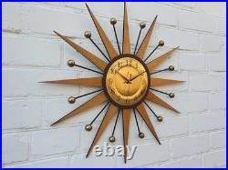 4 Mid Century Modern Starburst Wall Clock Retro Atomic George Nelson Style