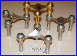 (4) Mid-Century Stoff Fritz Nagel (3) Chrome (1) Gold Atomic Candlestick Holders