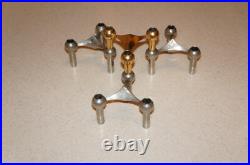 (4) Mid-Century Stoff Fritz Nagel (3) Chrome (1) Gold Atomic Candlestick Holders