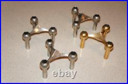 (4) Mid-Century Stoff Fritz Nagel (3) Chrome (1) Gold Atomic Candlestick Holders