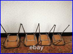 4 x Vintage Retro MCM Atomic Dining Chairs Chrome & Blue Faux Leather SPACE AGE
