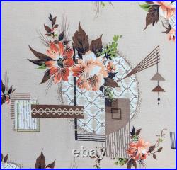 50's Mid Century Floral Atomic Barkcloth Vintage Fabric 8 + Yds 44W Coral Tan 50's Mid Century Floral Atomic Barkcloth Vintage Fabric 8 + Yds 44W Coral Tan