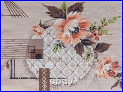 50's Mid Century Floral Atomic Barkcloth Vintage Fabric 8 + Yds 44W Coral Tan 50's Mid Century Floral Atomic Barkcloth Vintage Fabric 8 + Yds 44W Coral Tan