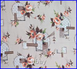 50's Mid Century Floral Atomic Barkcloth Vintage Fabric 8 + Yds 44W Coral Tan 50's Mid Century Floral Atomic Barkcloth Vintage Fabric 8 + Yds 44W Coral Tan