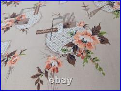 50's Mid Century Floral Atomic Barkcloth Vintage Fabric 8 + Yds 44W Coral Tan 50's Mid Century Floral Atomic Barkcloth Vintage Fabric 8 + Yds 44W Coral Tan