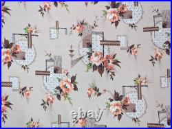 50's Mid Century Floral Atomic Barkcloth Vintage Fabric 8 + Yds 44W Coral Tan 50's Mid Century Floral Atomic Barkcloth Vintage Fabric 8 + Yds 44W Coral Tan
